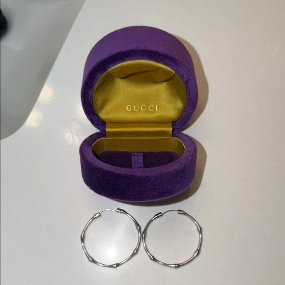 Gucci Silver Bamboo Earrings - Picture 2 of 3